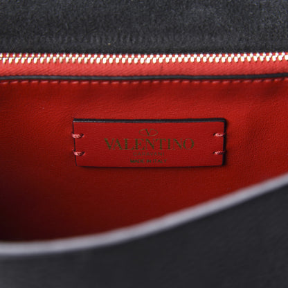 Valentino Garavani Pebbled Calfskin Rockstud Flip Lock Flap Messenger Black 8 of 9