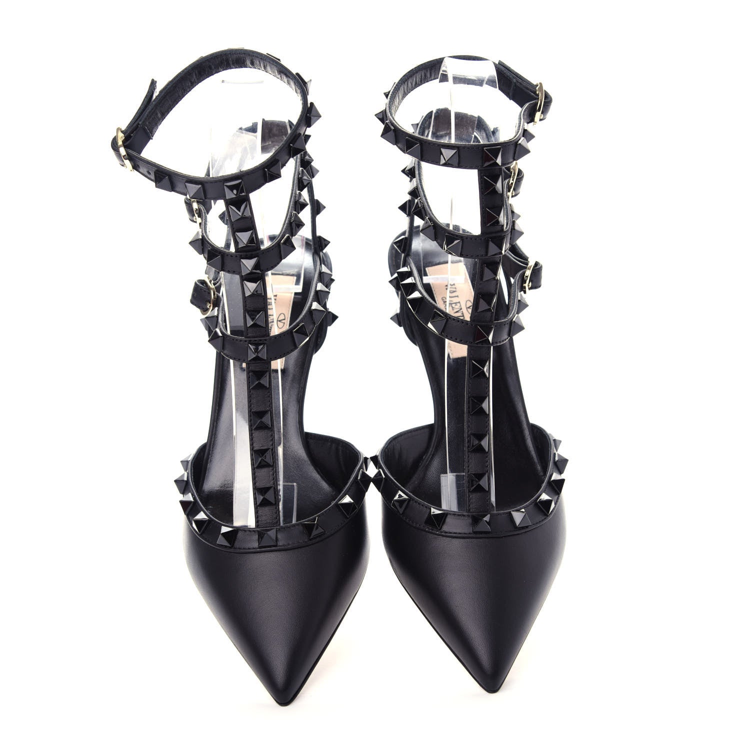 Valentino Garavani Nappa Rockstud Ankle Strap Low Heel Pumps 36.5 Black 5 of 13