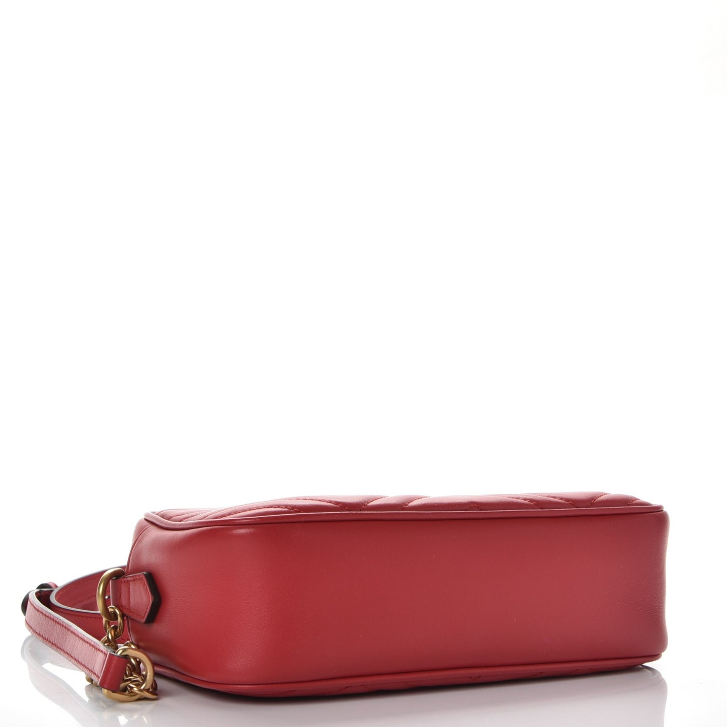 Calfskin Matelasse Small GG Marmont Chain Shoulder Bag Hibiscus Red