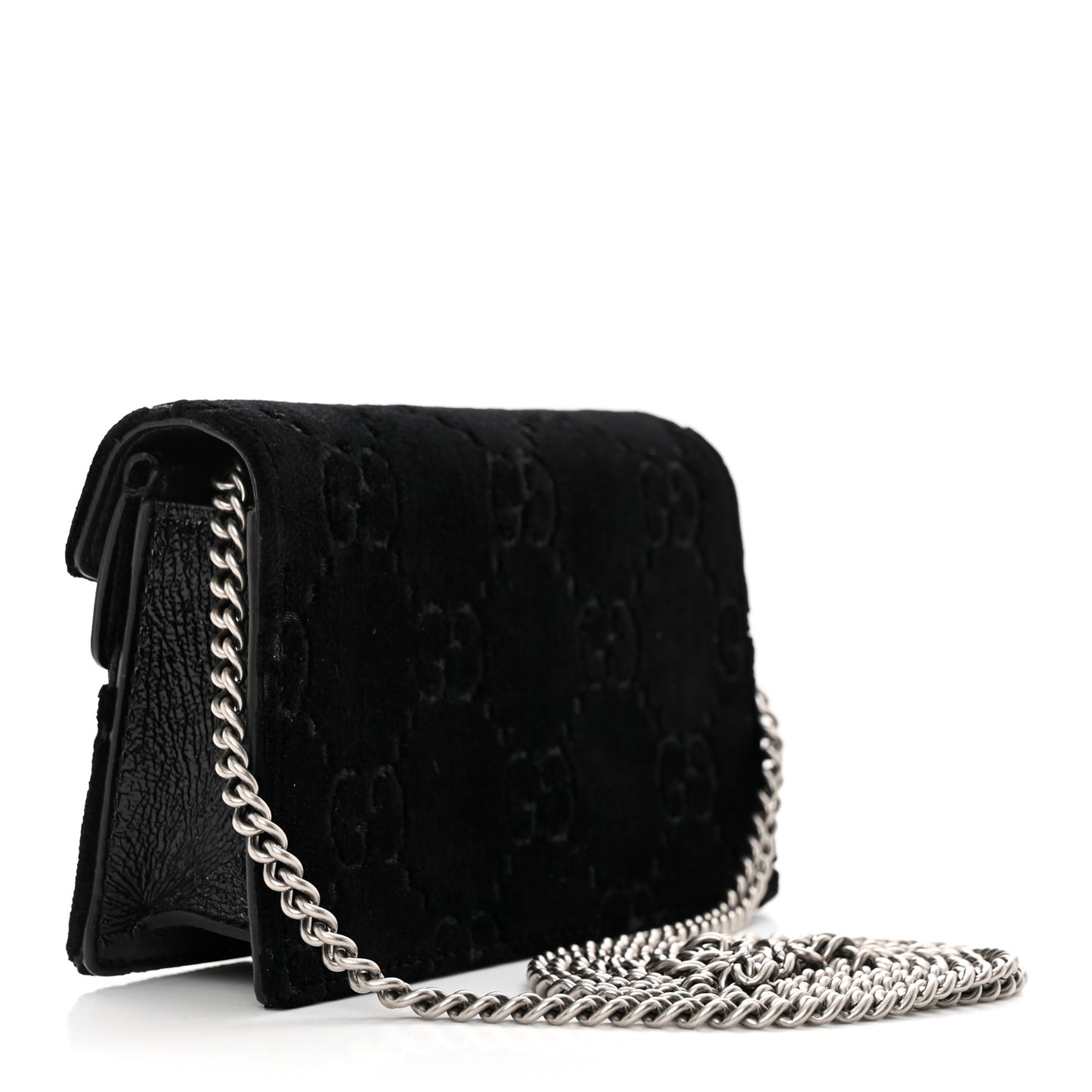 Velvet GG Monogram Super Mini Dionysus Shoulder Bag Black