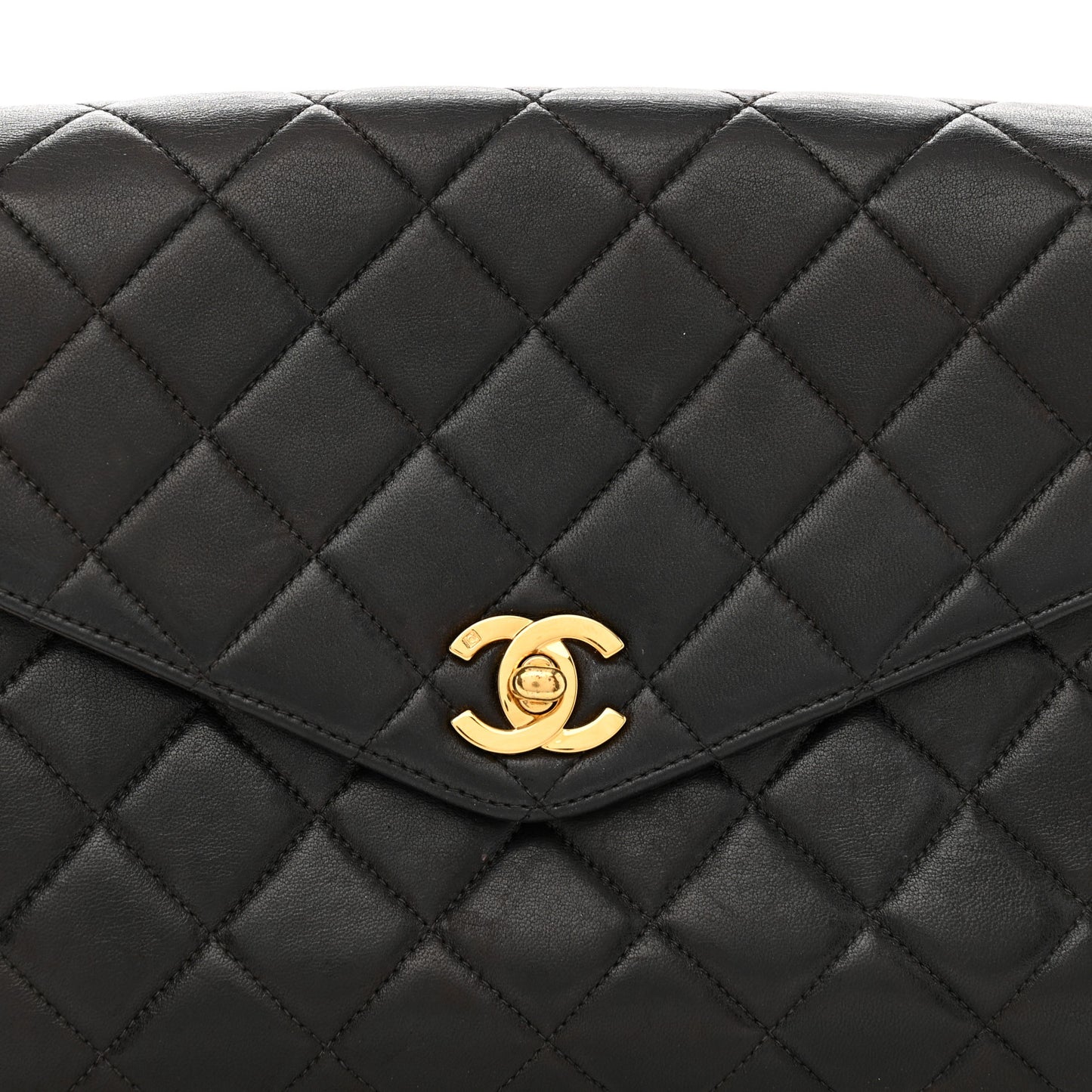 Lambskin Quilted CC Flap Shoulder Bag Black