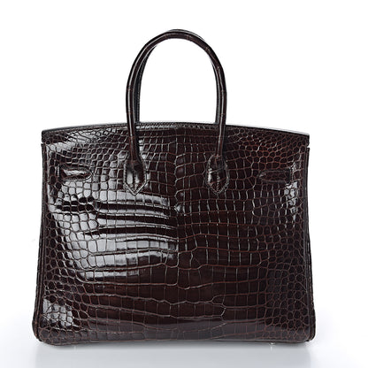 Hermes Shiny Porosus Crocodile Birkin 35 Cocoan 22 of 31