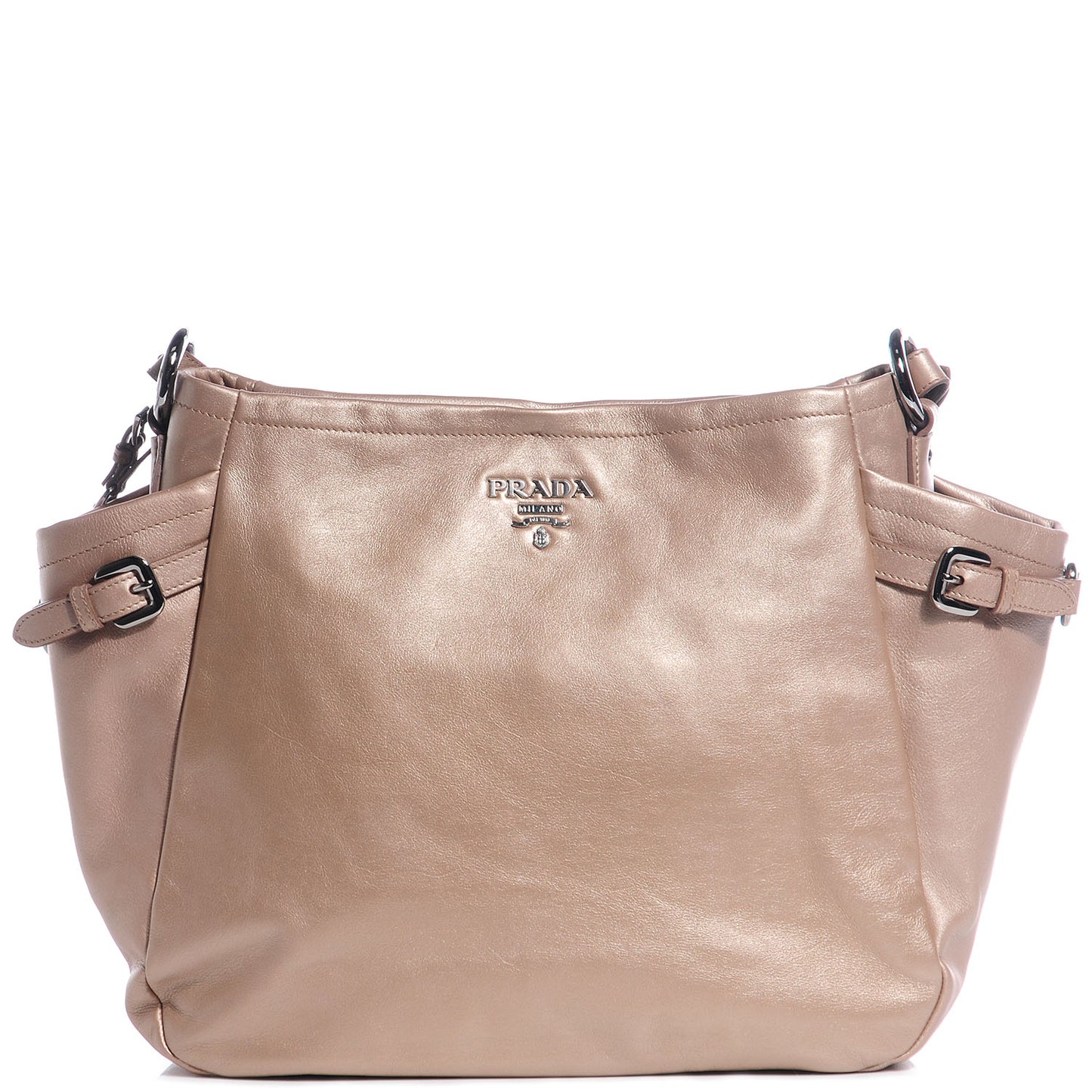 Metallic Soft Calf Two Pocket Hobo Beige