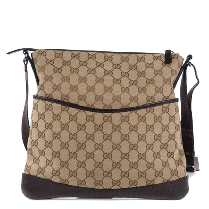 Gucci Monogram Calfskin Perforated Medium Flat Messenger Bag Dark Brown 1 of 8