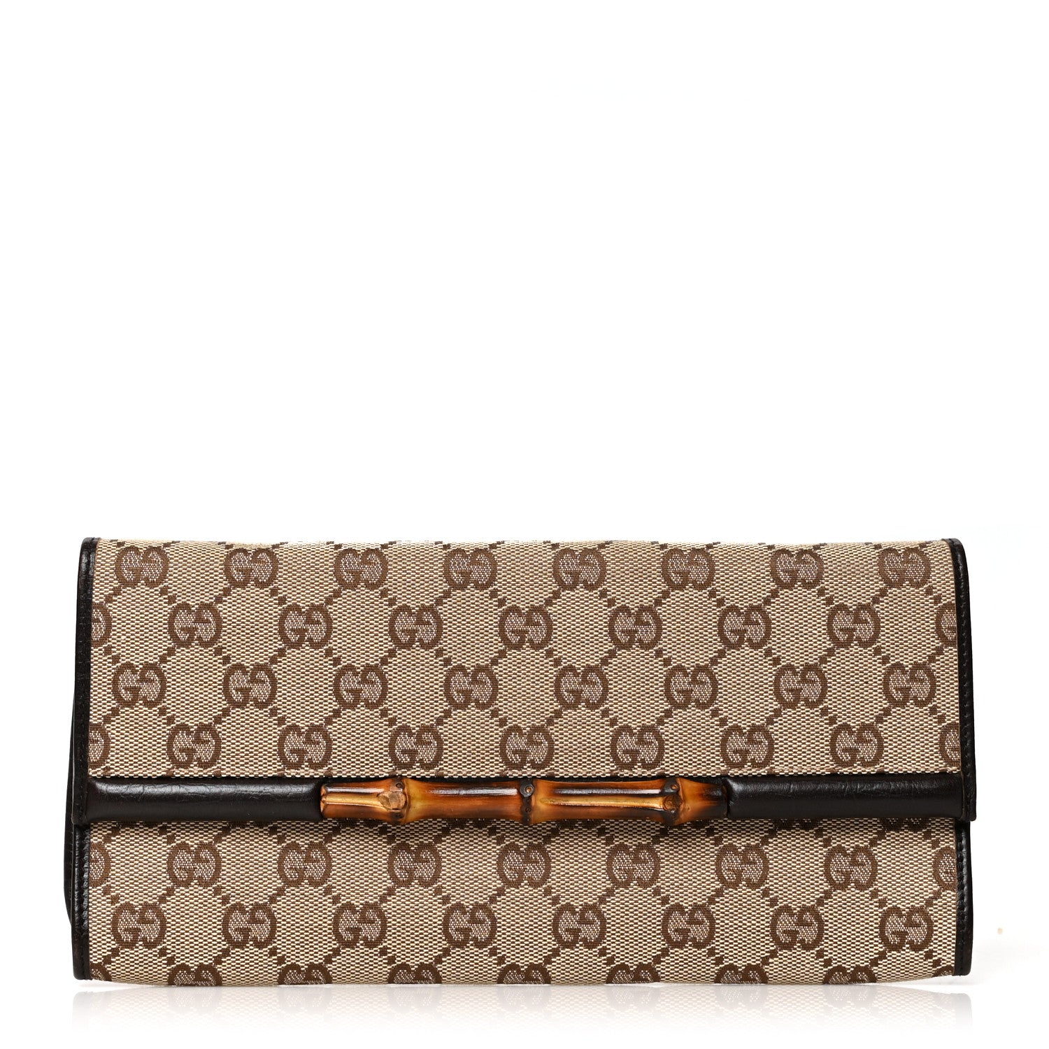 Gucci Monogram Bamboo Bar Clutch Dark Brown 1 of 8