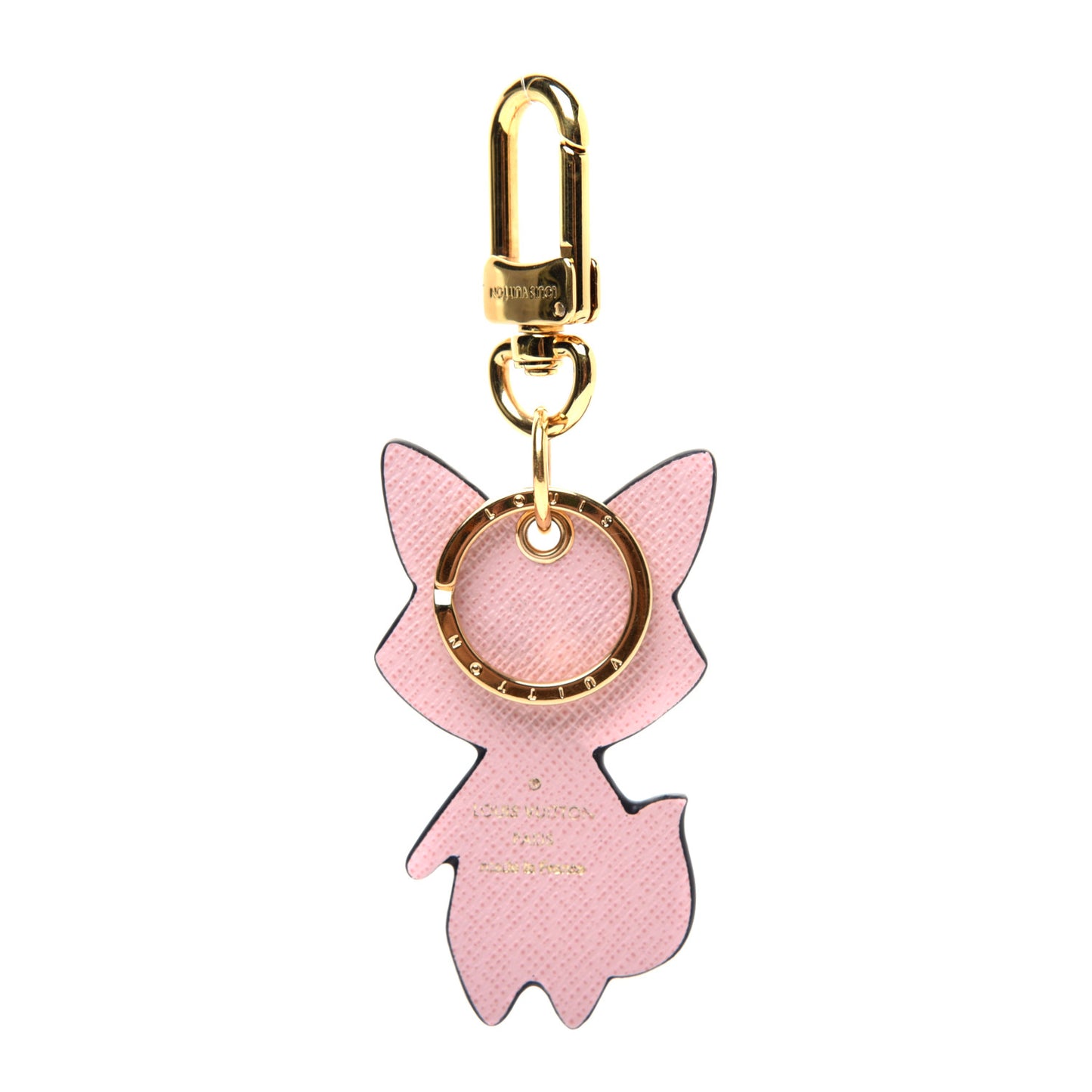 Calfskin Monogram Cute Fox Charm Key Holder Rose Ballerine