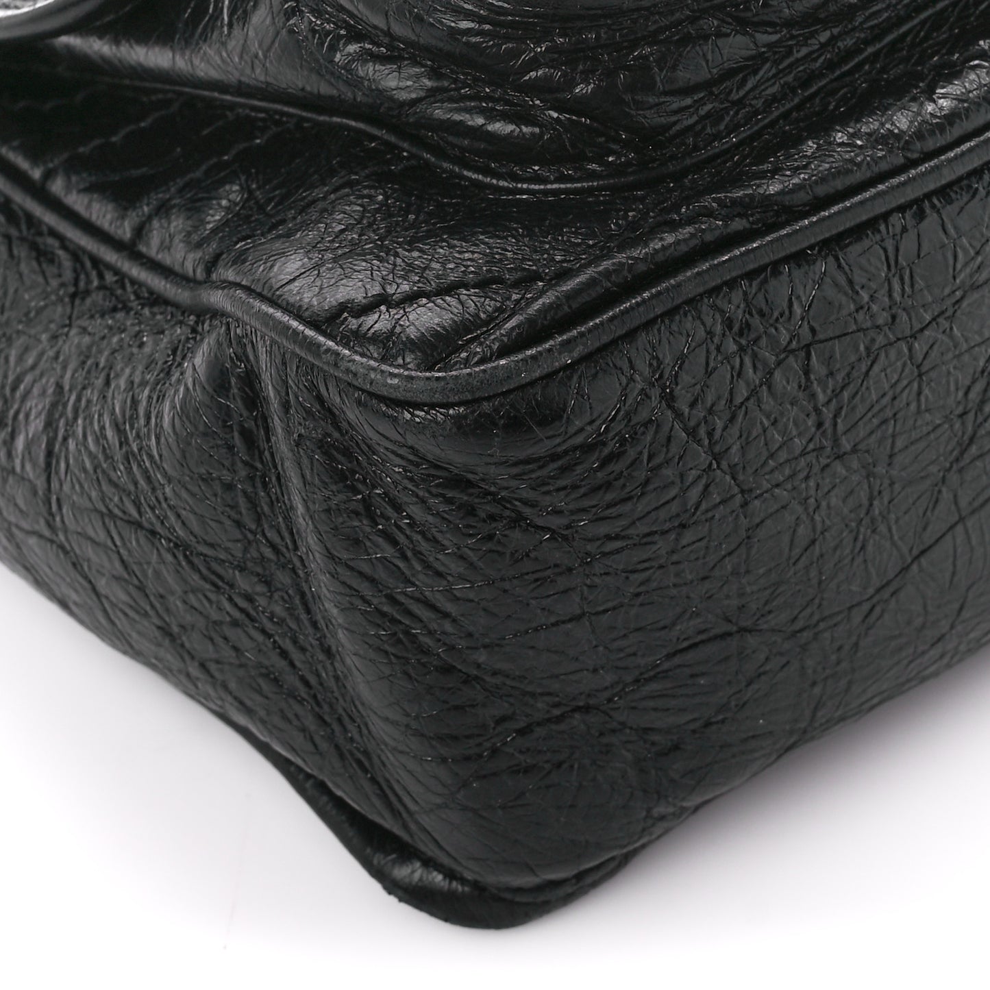 Crinkled Calfskin Matelasse Monogram Medium Niki Chain Satchel Black