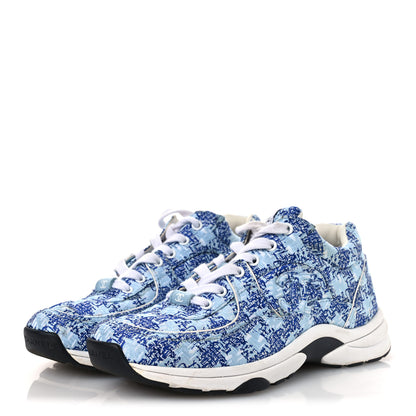 Chanel Tweed CC Sneakers 36.5 Blue White 4 of 16