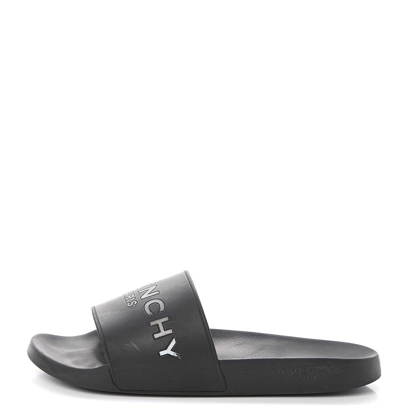Rubber Logo Pool Slide Sandals 12 Black