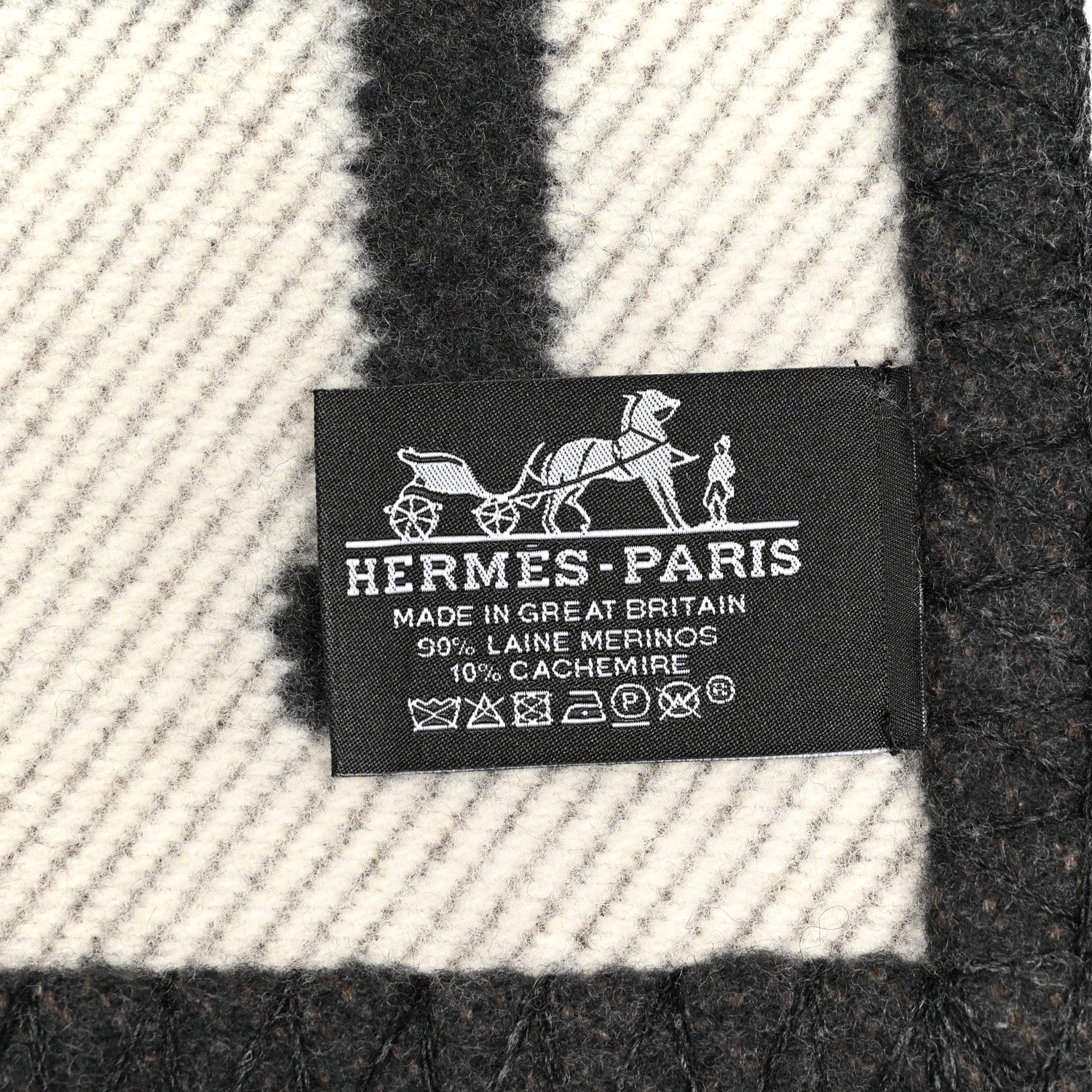 Hermes Wool Cashmere Avalon III Blanket Ecru Black 3 of 3