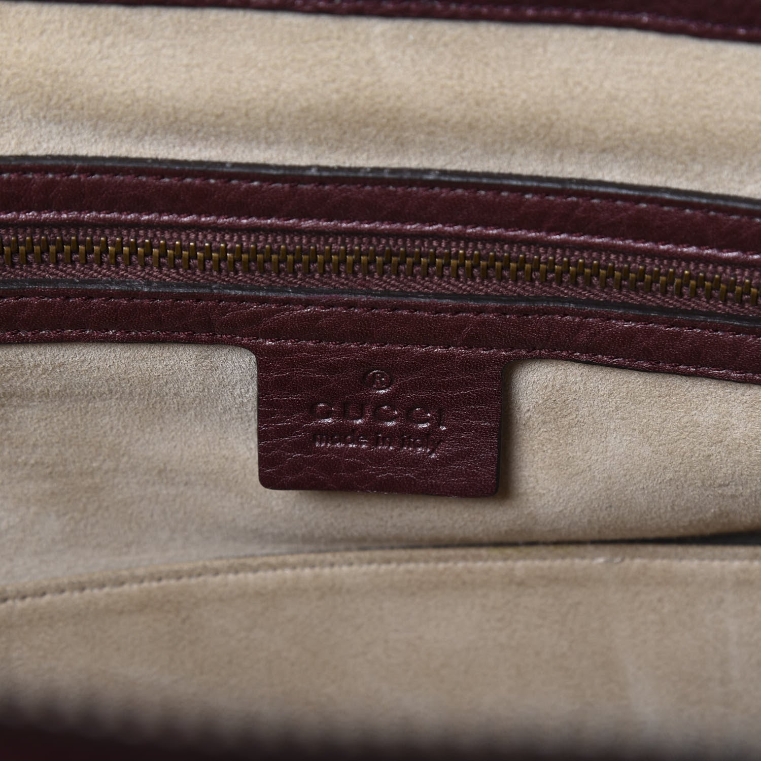 Gucci Metallic Pebbled Calfskin Medium 1973 Top Handle Satchel Burgundy 7 of 9