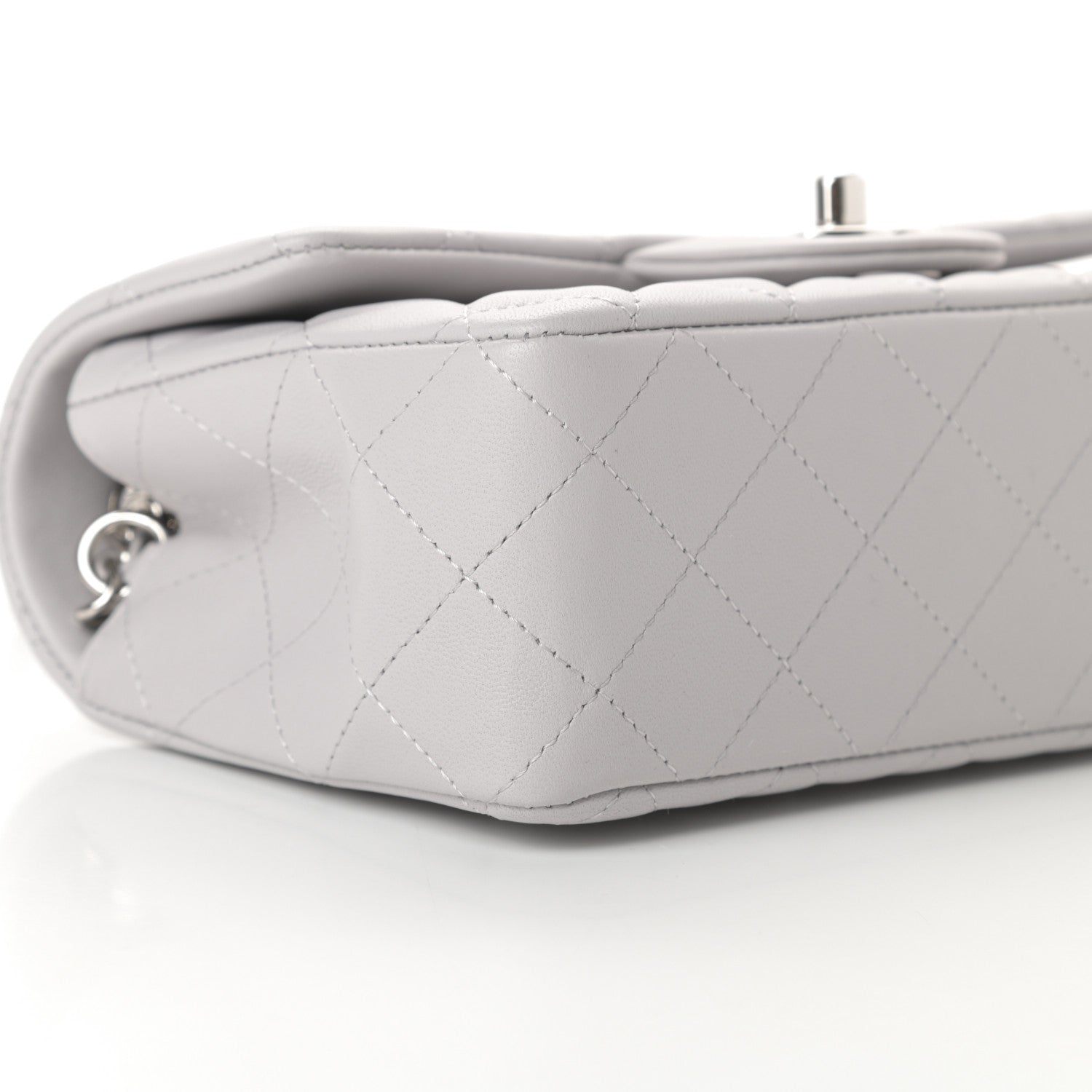Chanel Lambskin Quilted Mini Rectangular Flap Grey 9 of 11
