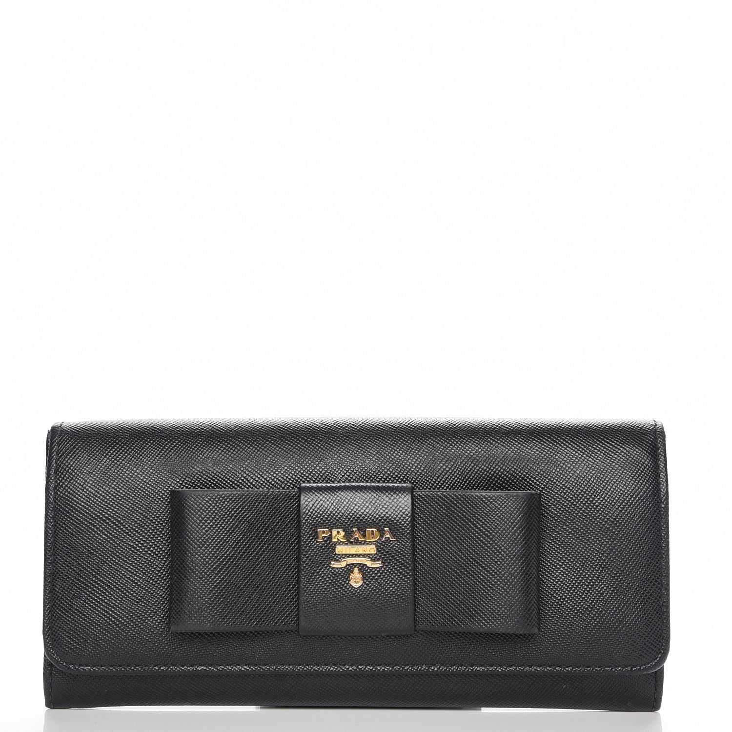 Prada Saffiano Bow Continental Wallet Nero Black 1 of 7