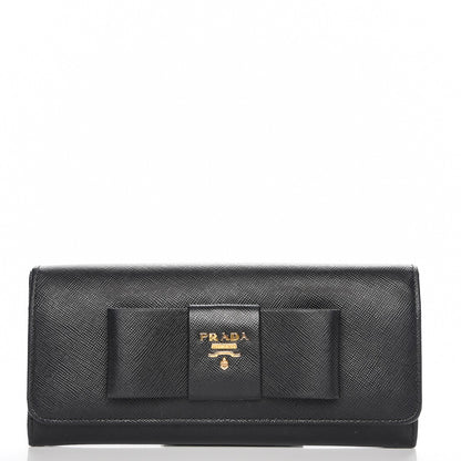 Prada Saffiano Bow Continental Wallet Nero Black 1 of 7