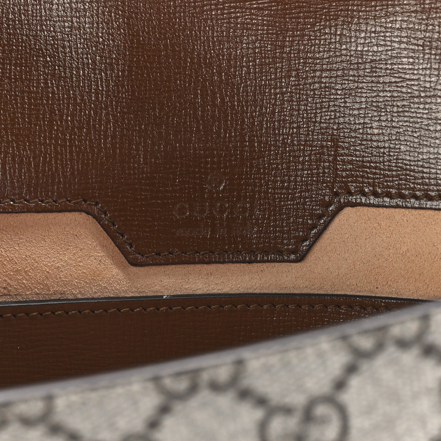 GG Supreme Monogram Azalea Calfskin Web Small Horsebit 1955 Crossbody Bag Beige Ebony Brown Sugar