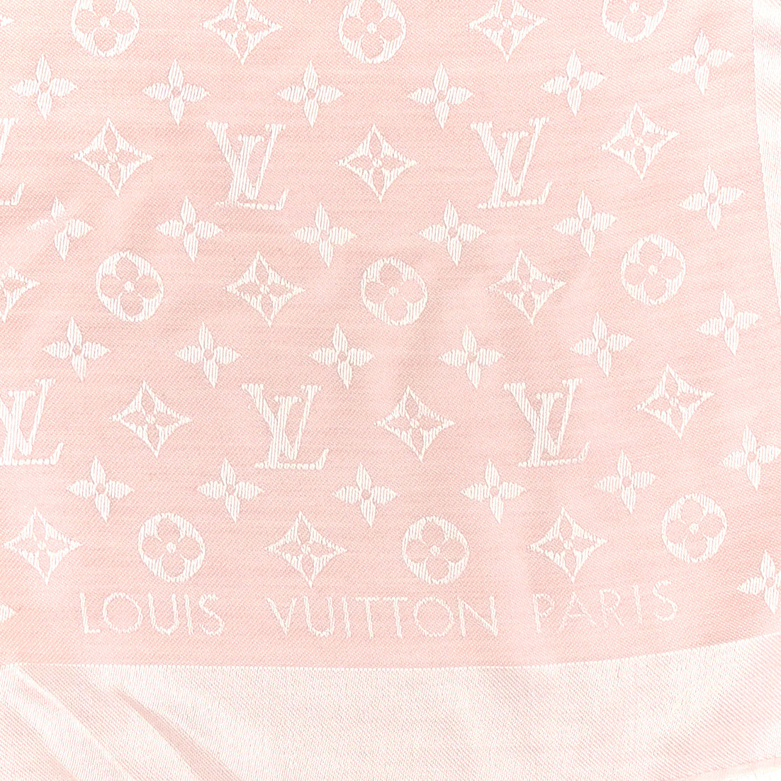 Silk Wool Monogram Denim Shawl Rose