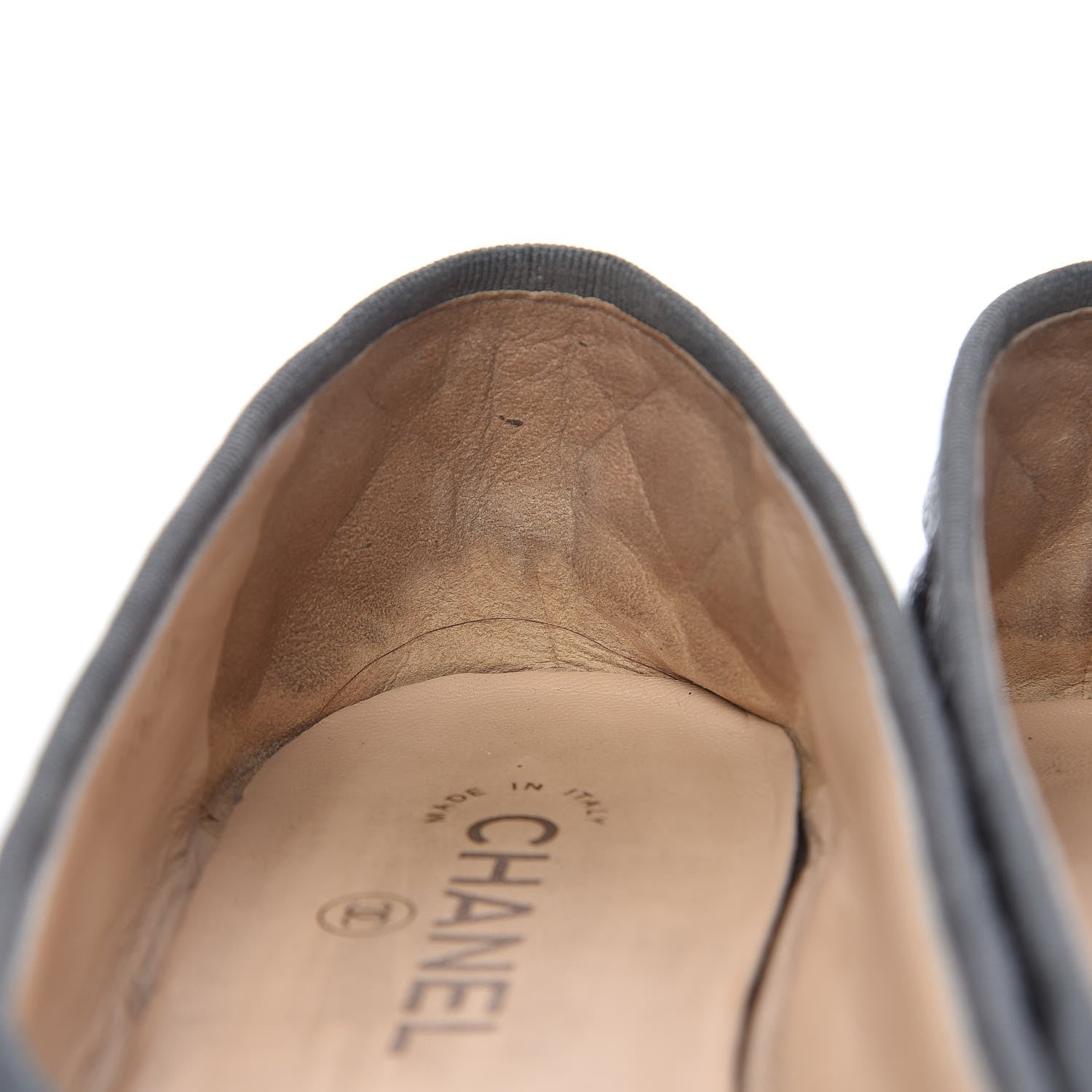 Chanel Metallic Caviar Quilted Cap Toe Ballerina Flats 41 Anthracite 12 of 19