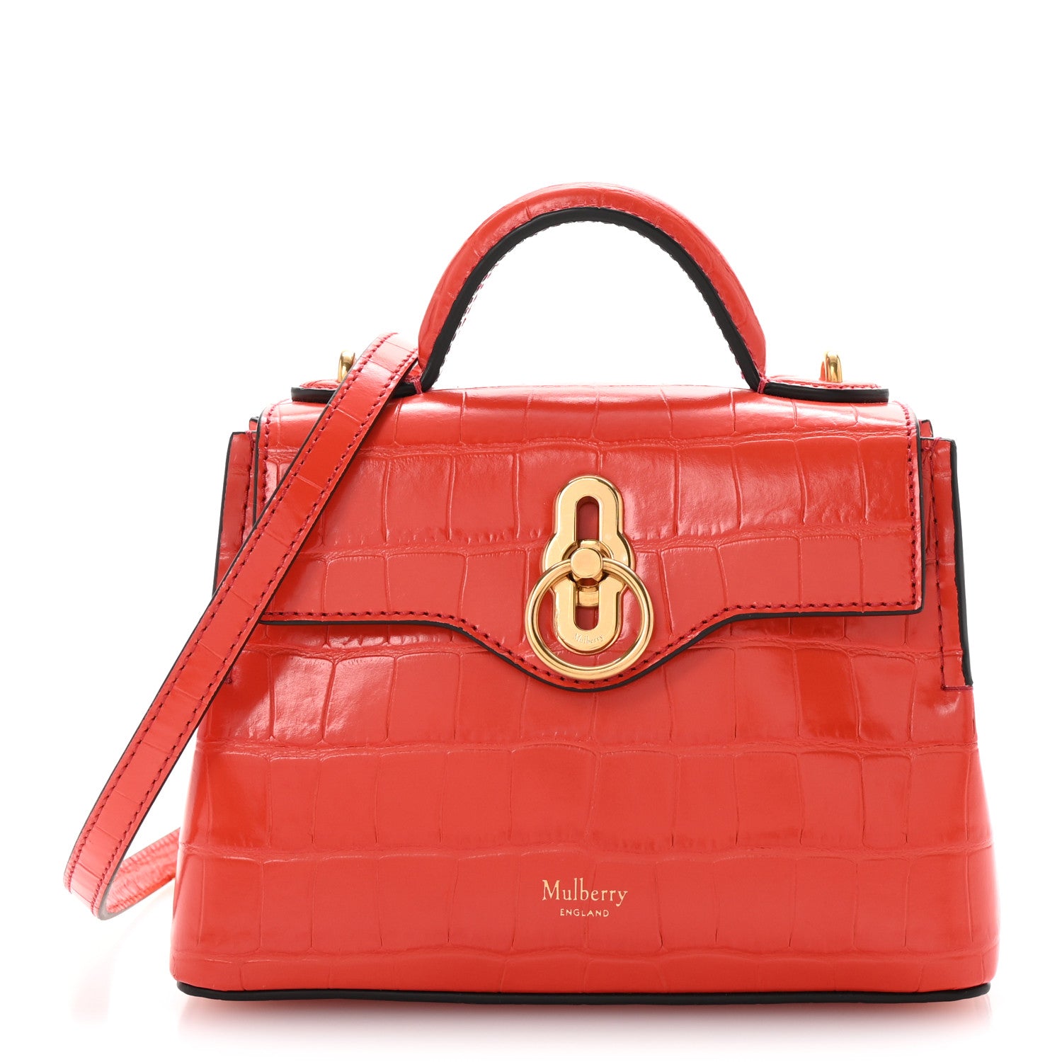 Mulberry Shiny Crocodile Embossed Micro Seaton Hibiscus Red 1 of 10