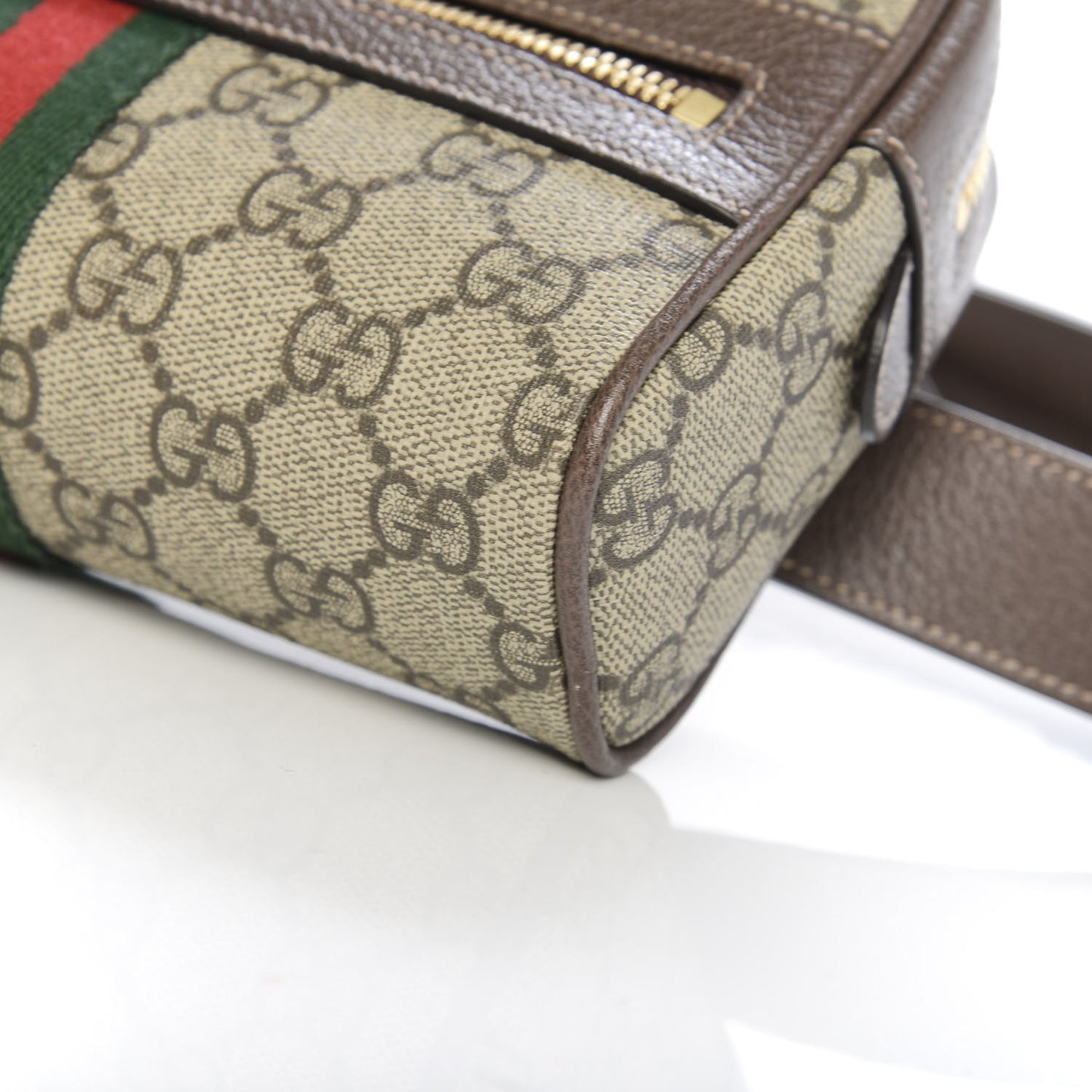 GG Supreme Monogram Web Small Ophidia Belt Bag 75 30 Dark Brown