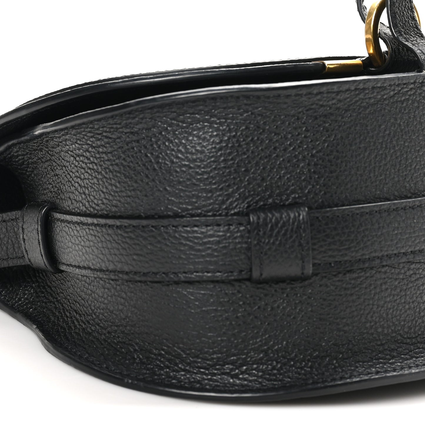 Grained Calfskin Small Marcie Saddle Bag Black