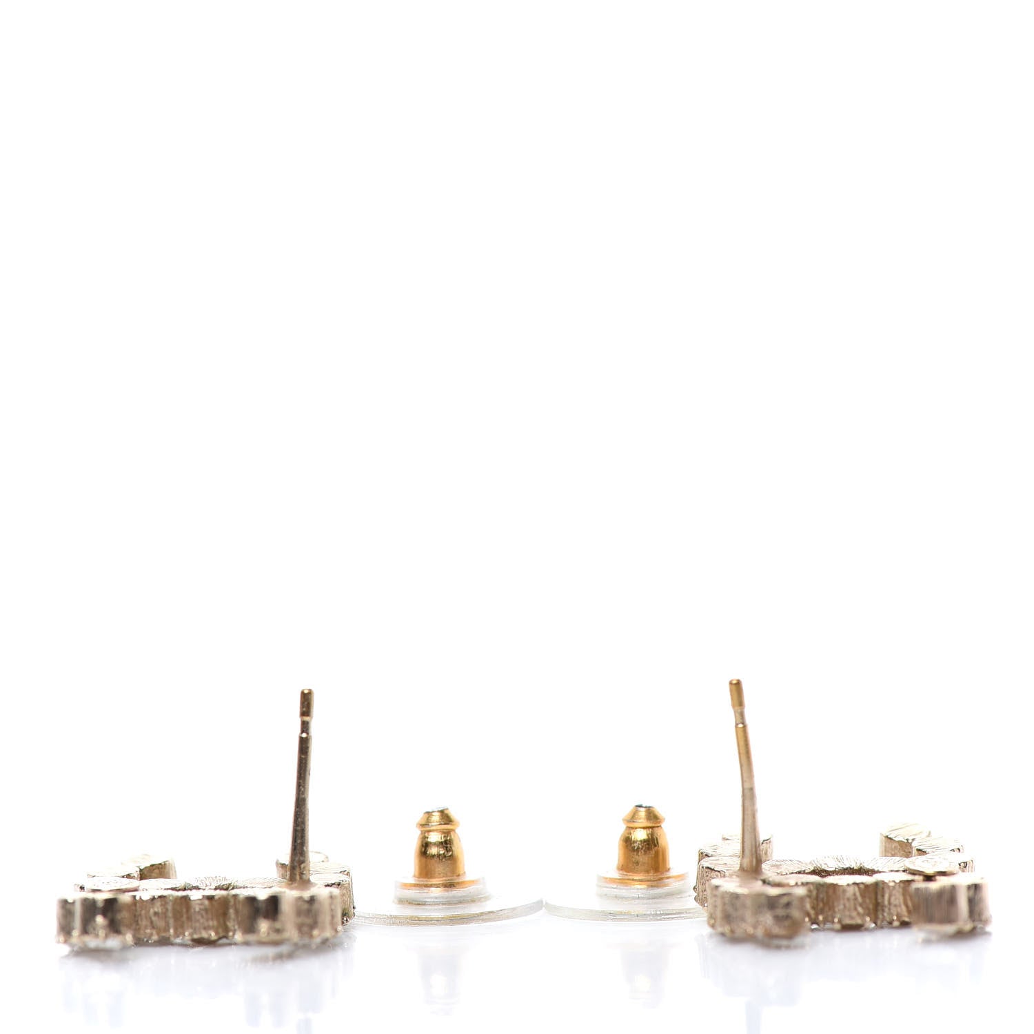 Chanel Crystal Poured Glass CC Earrings Gold Brown 3 of 4
