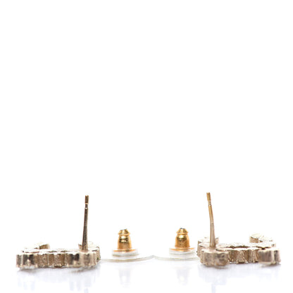 Chanel Crystal Poured Glass CC Earrings Gold Brown 3 of 4