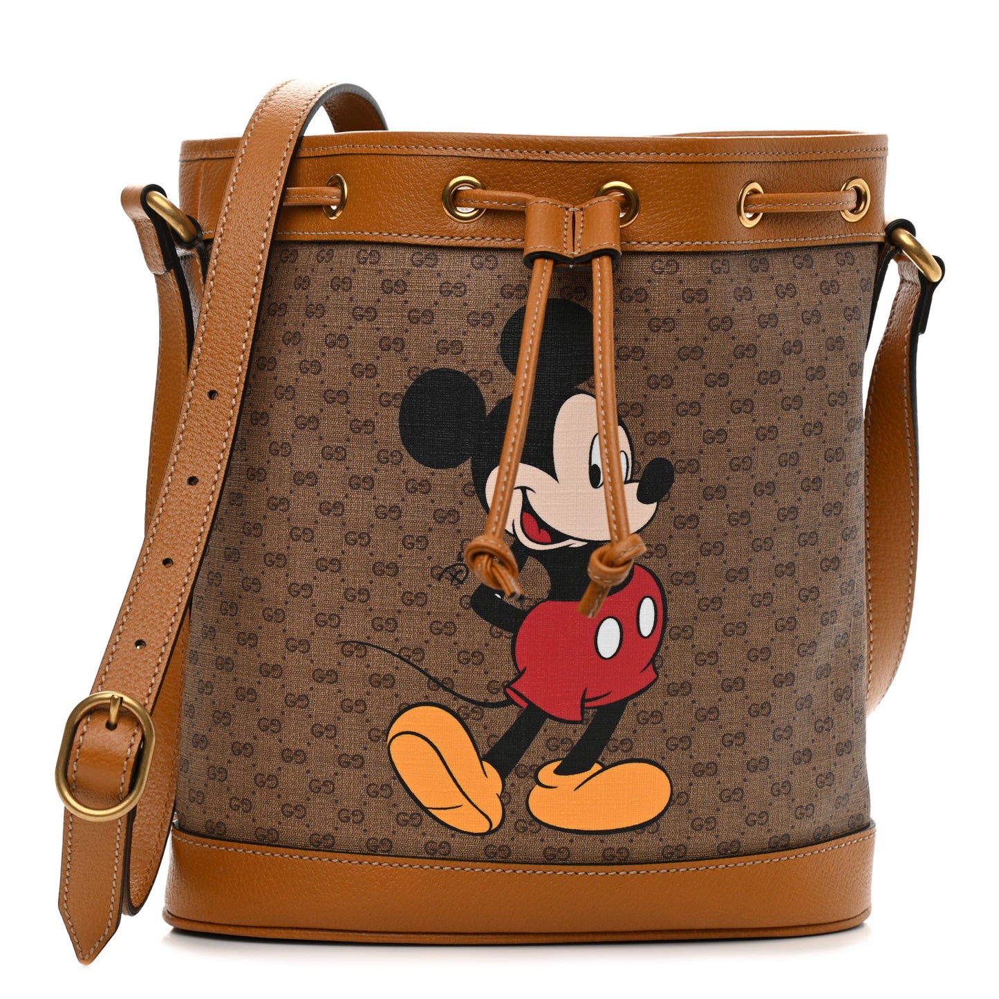 X DISNEY Mini Vintage GG Supreme Monogram Bucket Bag Beige Vintage Sun Oil
