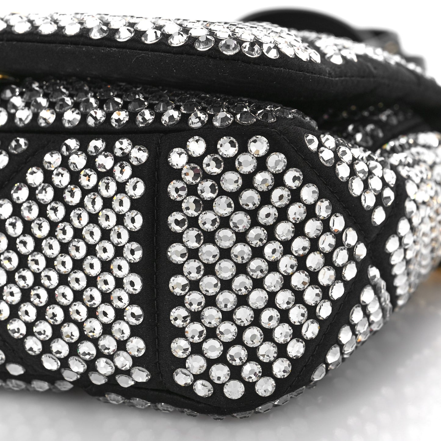 Satin Crystal Mini Bag With Chain Black
