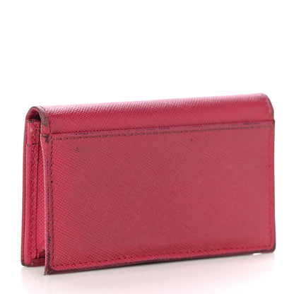 Prada Saffiano Metal Bi-Fold Card Holder Wallet Peonia 3 of 19
