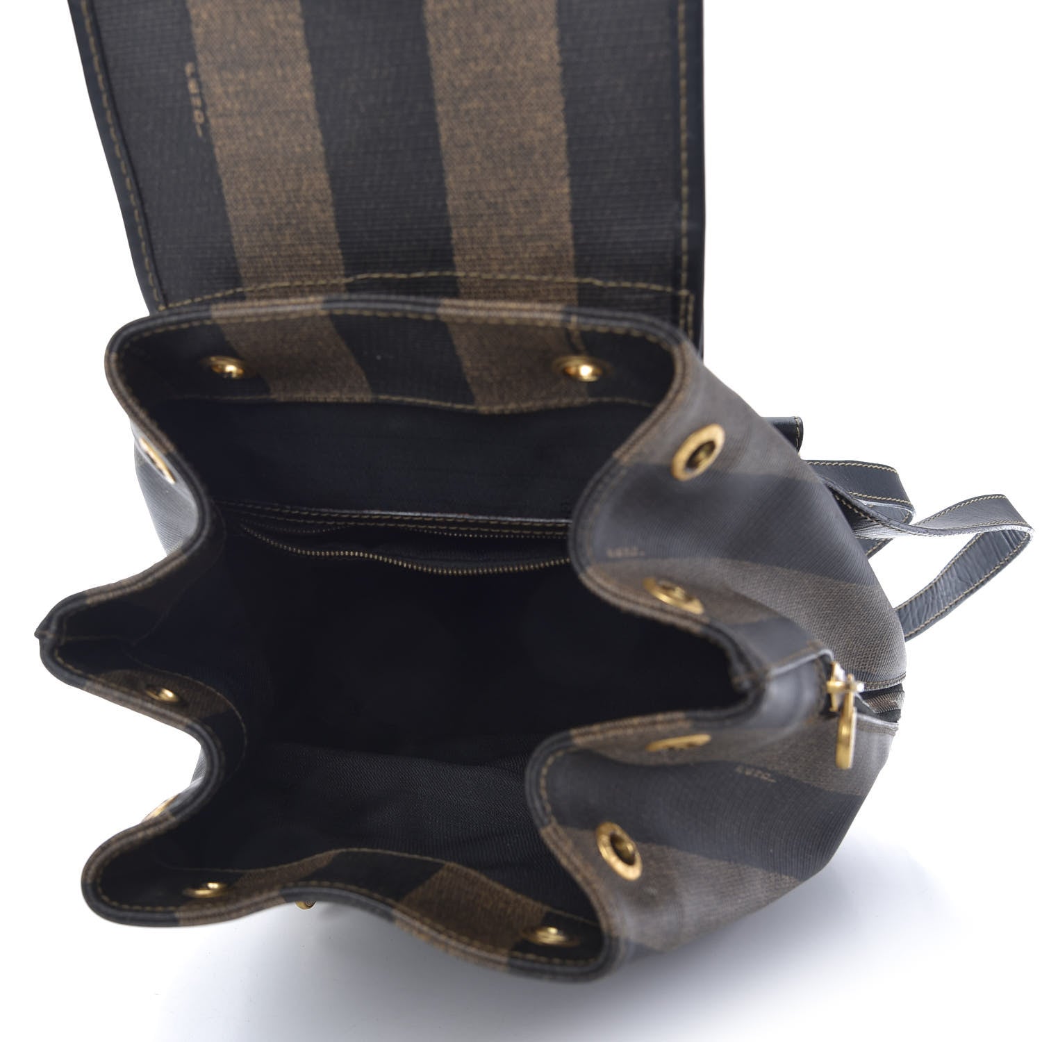 Fendi Coated Canvas Pequin Drawstring Backpack Tobacco 5 of 9