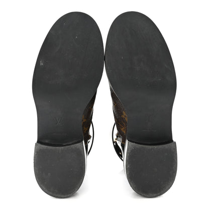 Louis Vuitton Calfskin Monogram Wonderland Flat Ranger Boots 39 Black 5 of 9