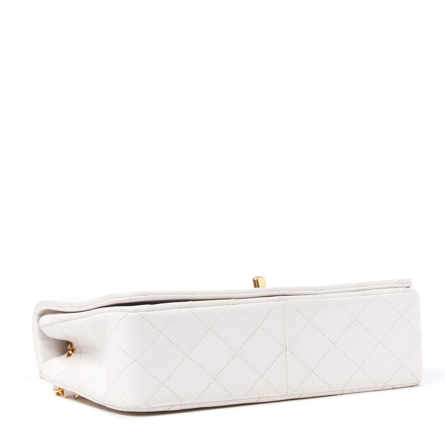 Lambskin Quilted Small Single Flap White
