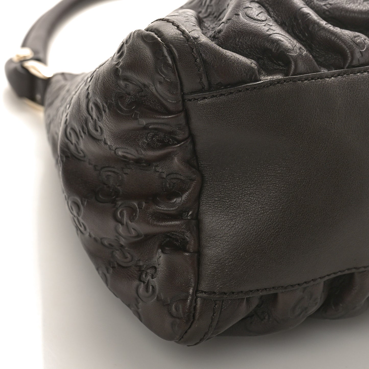 Guccissima Small D Gold Ring Shoulder Bag Chocolate Brown