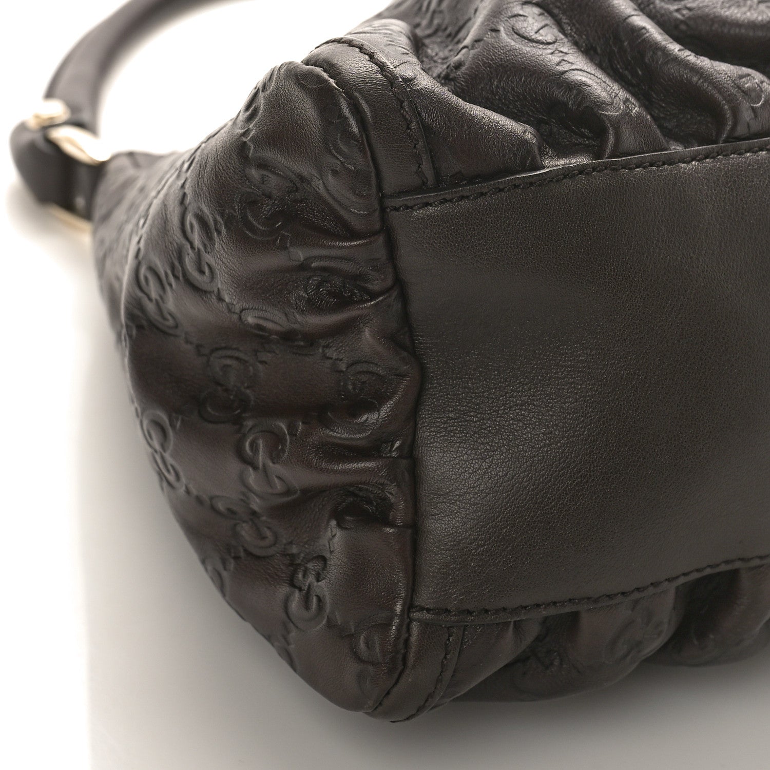 Gucci Guccissima Small D Gold Ring Shoulder Bag Chocolate Brown 8 of 9