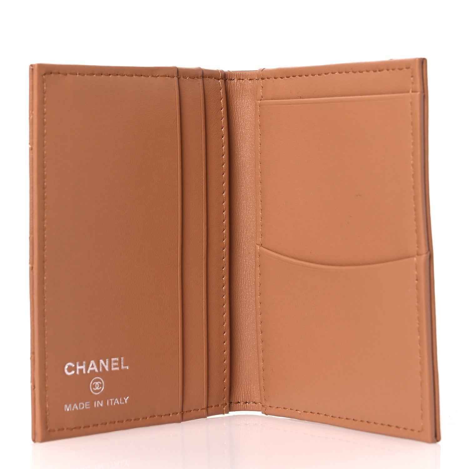 Chanel Grained Calfskin Quilted Card Holder Wallet Brown 5 of 9