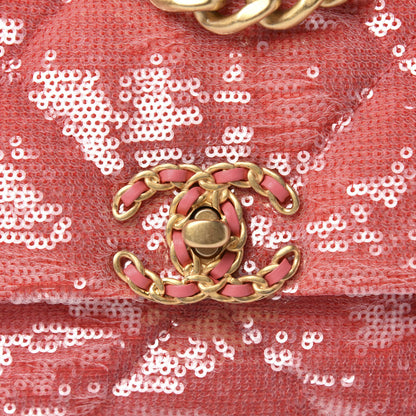 Chanel Sequin Quilted Medium 19 Flap Coral 10 of 10