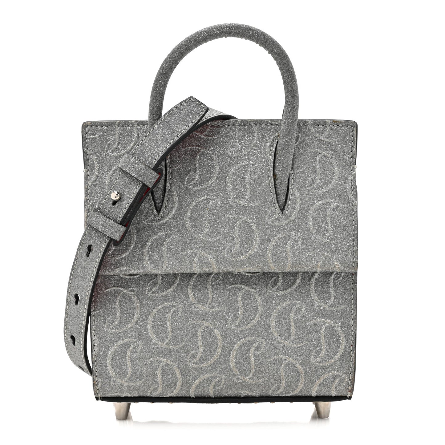 Glitter Calfskin Paloma Mini Empire Tote Silver