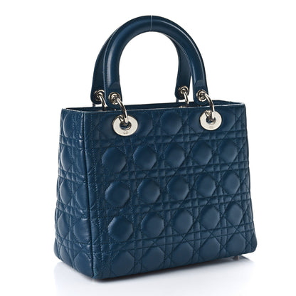 Christian Dior Lambskin Cannage Medium Lady Dior Blue 3 of 10