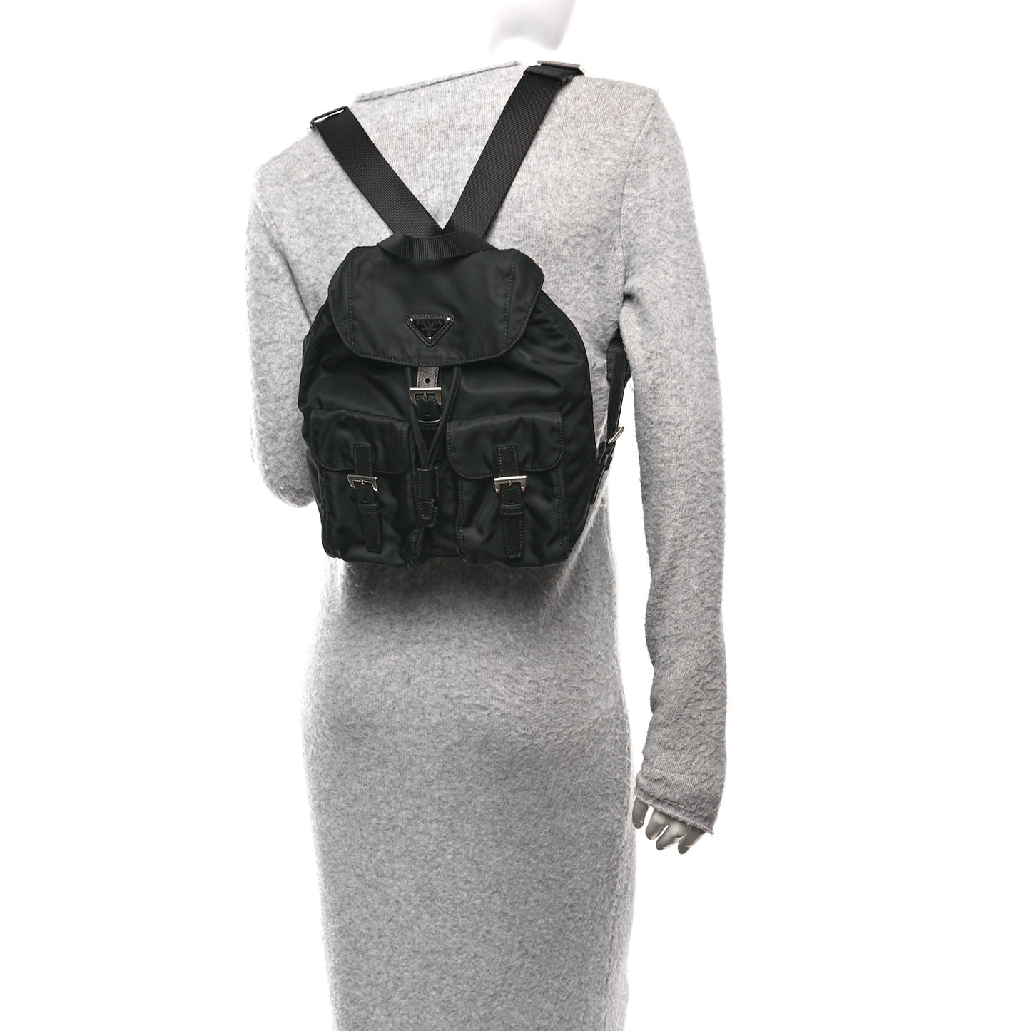 Tessuto Nylon Saffiano Small Backpack Black