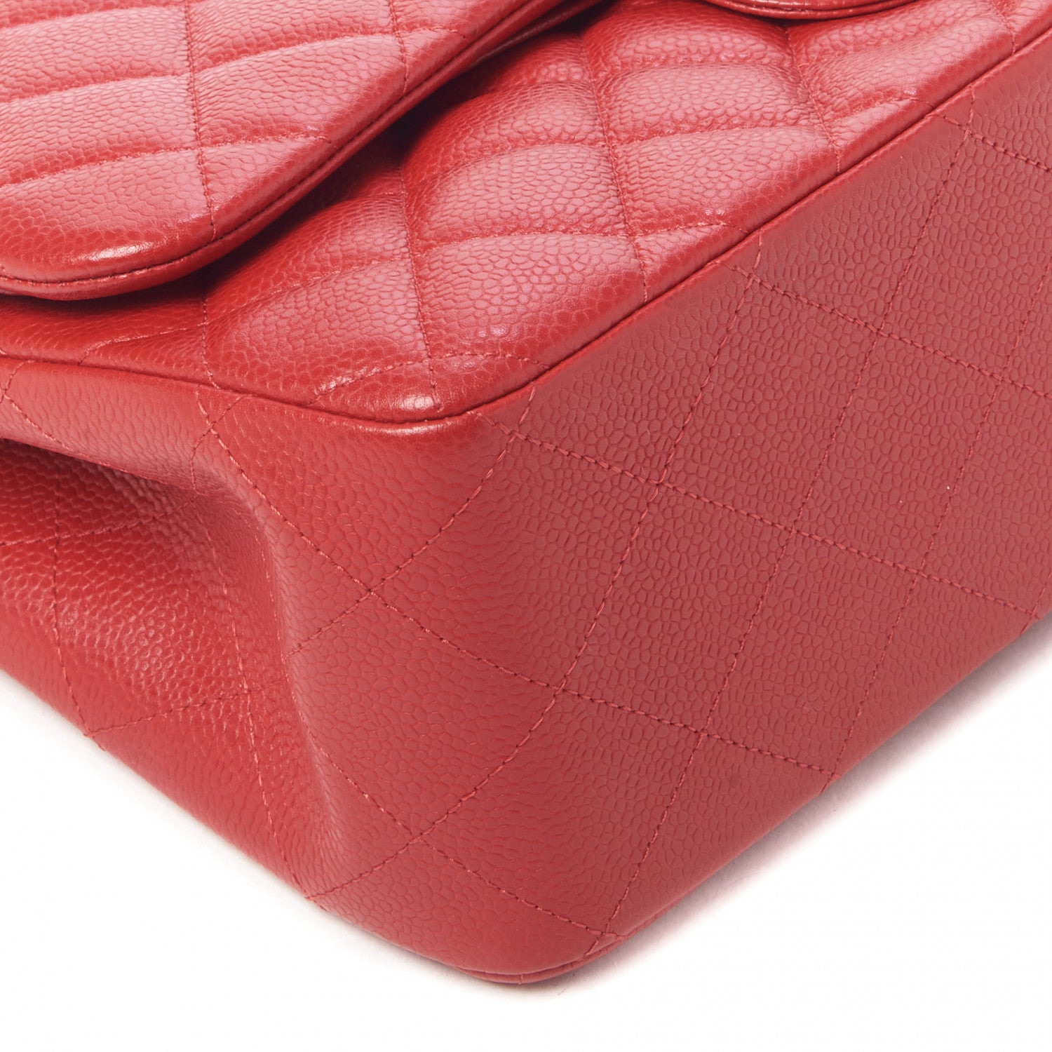 Chanel Caviar Quilted Jumbo Double Flap Red 9 of 11
