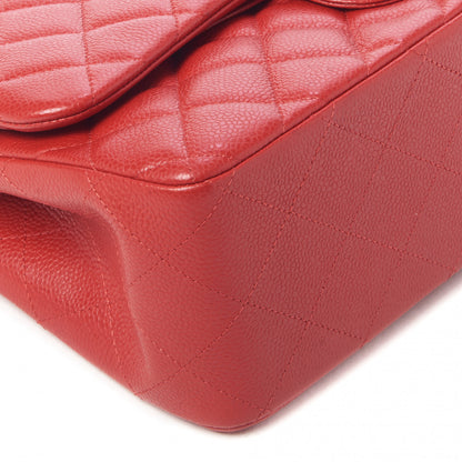 Chanel Caviar Quilted Jumbo Double Flap Red 9 of 11