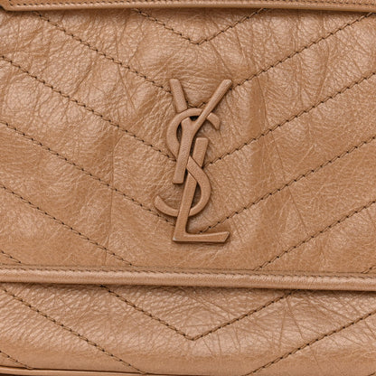 Saint Laurent Crinkled Calfskin Matelasse Monogram Medium Niki Chain Satchel Natural Tan 9 of 13