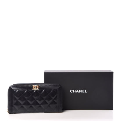 Chanel Glazed Calfskin Boy Zip Around Wallet Black 9 of 9