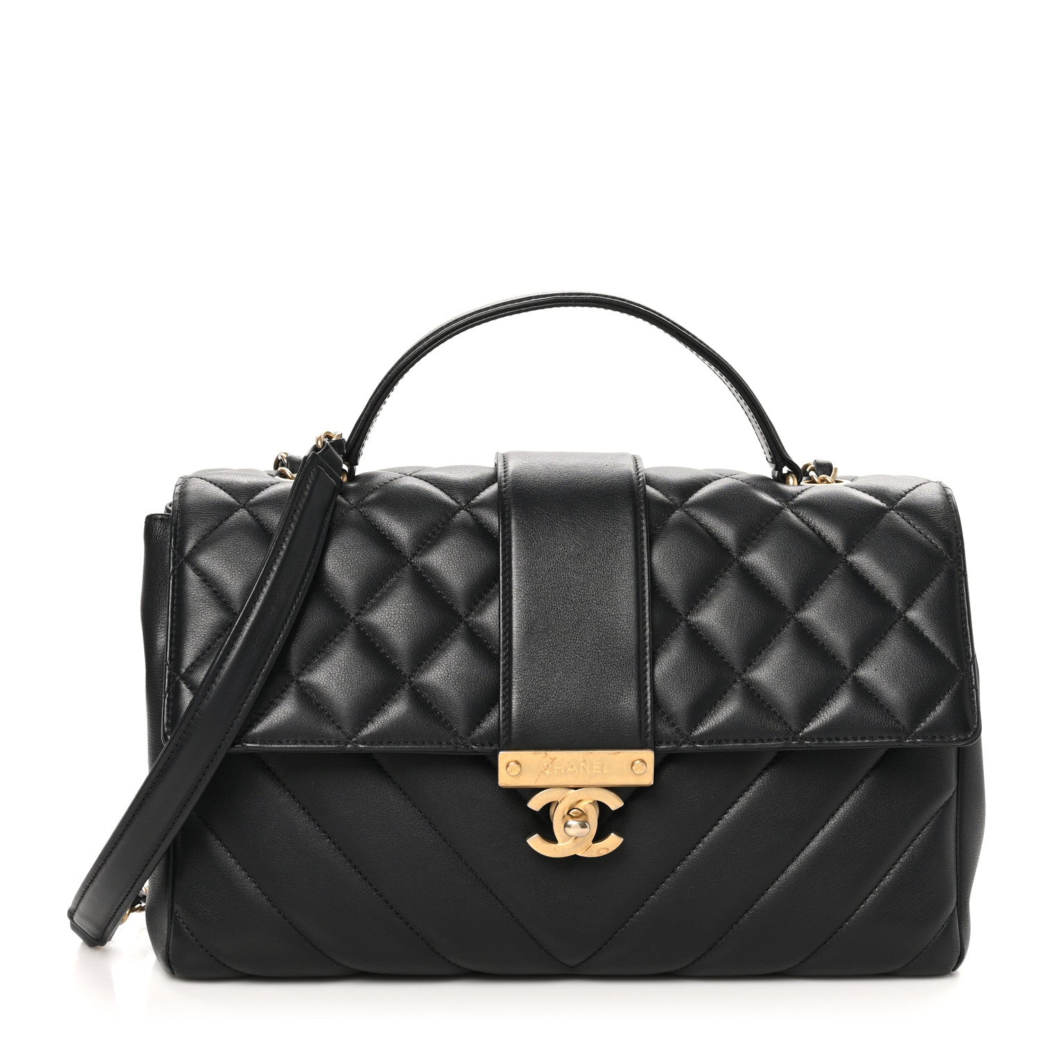 Chanel Calfskin Quilted Chevron In The City Bag Black 1 of 10