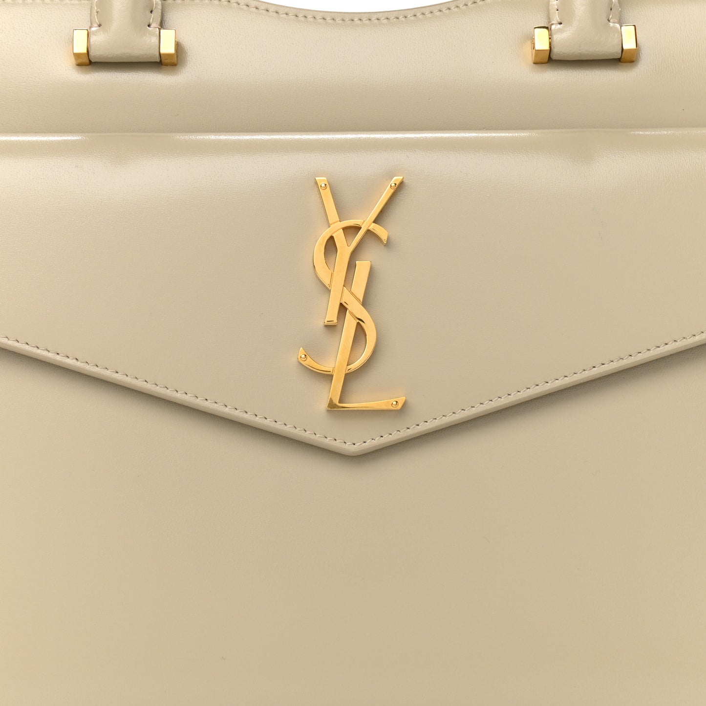 Shiny Calfskin Medium Uptown Tote Sea Salt