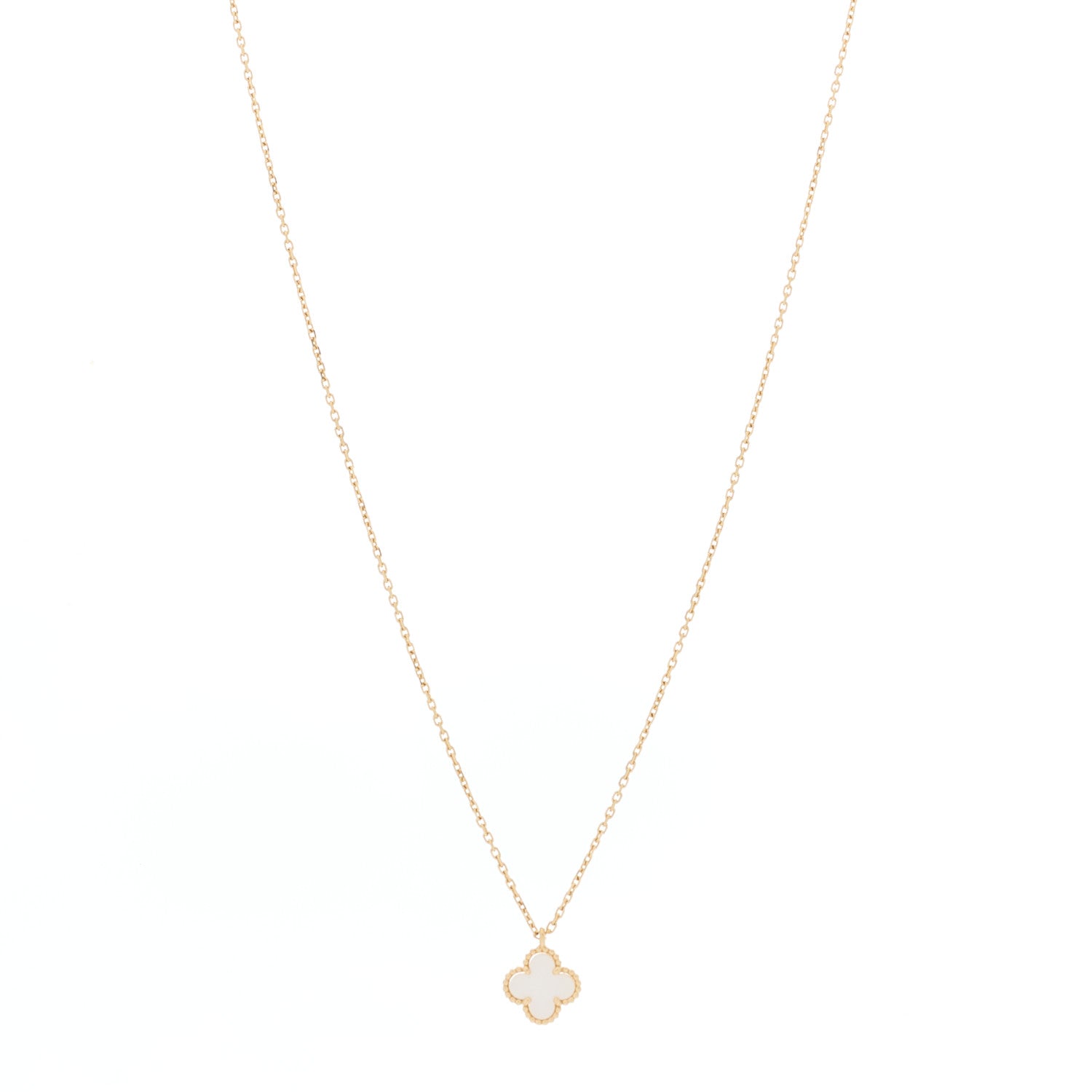 Van Cleef & Arpels 18K Yellow Gold Mother of Pearl Sweet Alhambra Pendant Necklace 1 of 4
