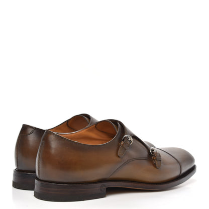 Gucci Calfskin Mens Double Monk Strap Captoe Loafers 9.5 Ombre Brown 4 of 8
