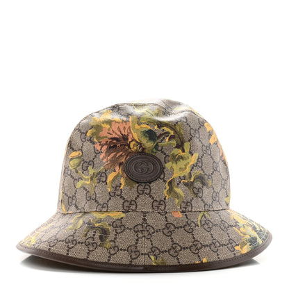 Gucci GG Supreme Monogram Azalea Calfskin Dusty Carnation Retro Interlocking G Bucket Hat Beige Ebony Multicolor 3 of 12
