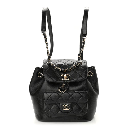 Chanel Glazed Aged Calfskin Quilted Small Duma Drawstring Backpack Black 1 of 9