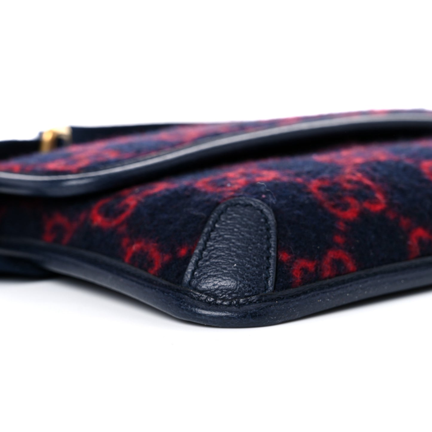 Covered Wool GG Monogram Slim Belt Bag Navy Red